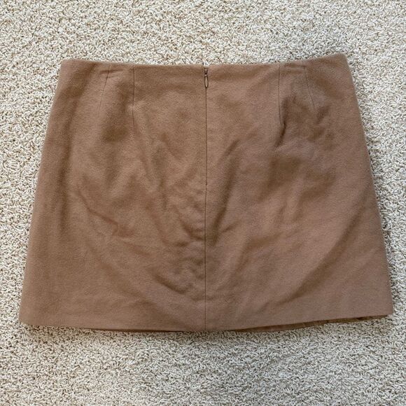 J CREW Vintage 90s Y2K Wool Cashmere Blend Mini Skirt Tan Size 12 - Picture 2 of 5